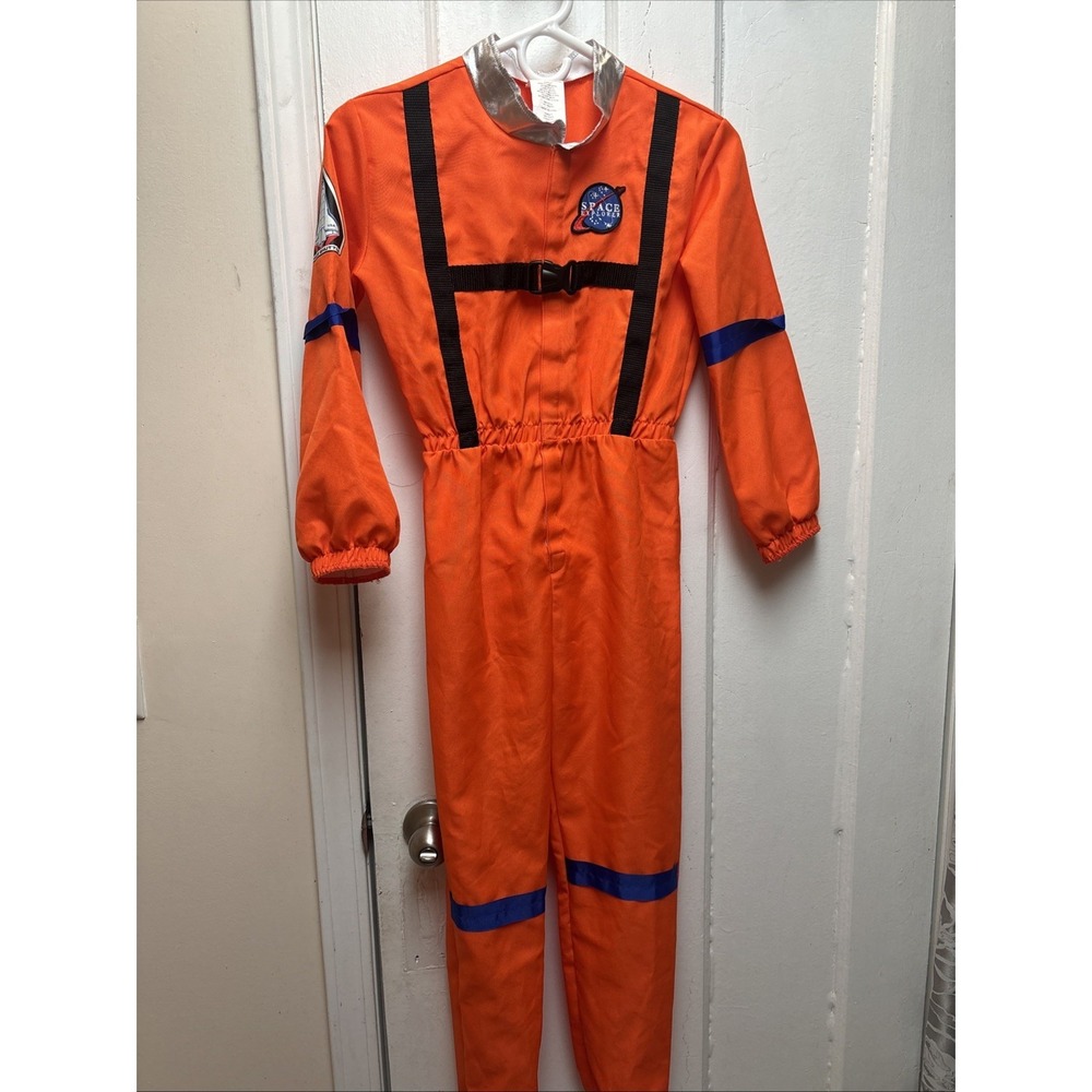 Boys Halloween Space Explorer Dress Up Astronaut Orange Costume With Helmet Med.